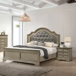 3pc Kritan Bed With 2 Nightstands Antique Warm Gray - HOMES: Inside + Out 17 3pc Kritan Bed With 2 Nightstands Antique Warm Gray - HOMES: Inside + Out -Inside out home GUEST f050fd18 4a58 48d0 aed4 14767eea9579