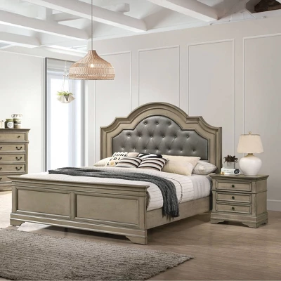 3pc Kritan Bed With 2 Nightstands Antique Warm Gray - HOMES: Inside + Out 9 3pc Kritan Bed With 2 Nightstands Antique Warm Gray - HOMES: Inside + Out - Image 9