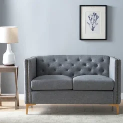 Gasper Tufted Upholstered Loveseat Light Gray - HOMES: Inside + Out 8 Gasper Tufted Upholstered Loveseat Light Gray - HOMES: Inside + Out -Inside out home GUEST f1c2758c 7033 4e4b be39 e2b83761ec9b
