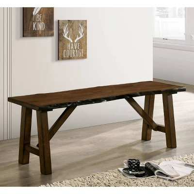 Lyoth Bench With Live Edge Wooden Seat Walnut - HOMES: Inside + Out 1 Lyoth Bench With Live Edge Wooden Seat Walnut - HOMES: Inside + Out