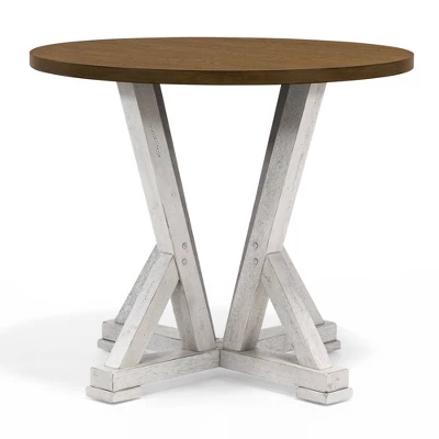 5pc Naxti Rustic Round Counter Height Dining Table Set Light Oak/Antique White - HOMES: Inside + Out 4 5pc Naxti Rustic Round Counter Height Dining Table Set Light Oak/Antique White - HOMES: Inside + Out - Image 4