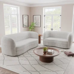 HOMES: Inside + Out 63.75" Pinehush Boho Curved Boucle Fabric Loveseat With Pocket Coil Cushions 24 HOMES: Inside + Out 63.75" Pinehush Boho Curved Boucle Fabric Loveseat With Pocket Coil Cushions -Inside out home GUEST f38a00b9 d4bb 4ee6 b622 1185ddd31db7