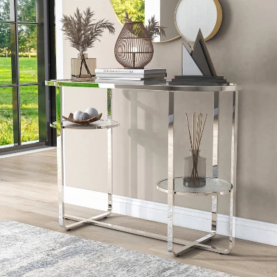 Calloun Glam 2 Shelf Sofa Table Chrome - HOMES: Inside + Out 1 Calloun Glam 2 Shelf Sofa Table Chrome - HOMES: Inside + Out