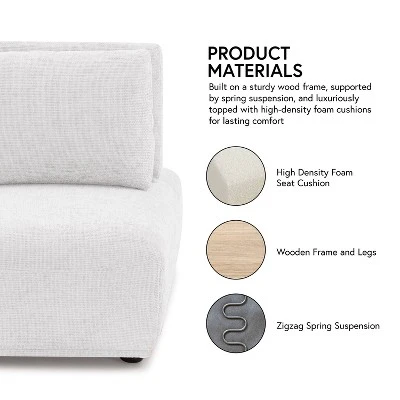 HOMES: Inside + Out 5pc Povoa 159" Modular Curved Sectional Sofa Modern Boucle With Extendable Backrest Light Gray 3 HOMES: Inside + Out 5pc Povoa 159" Modular Curved Sectional Sofa Modern Boucle With Extendable Backrest Light Gray - Image 3