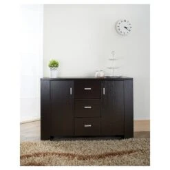 Inger Modern Buffet W/Side Shelves Espresso - HOMES: Inside + Out