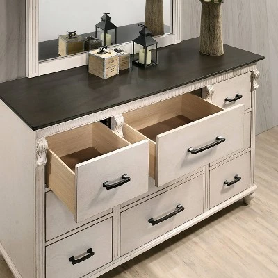 Nyes 9 Drawers Dresser Antique White/Walnut - HOMES: Inside + Out 2 Nyes 9 Drawers Dresser Antique White/Walnut - HOMES: Inside + Out - Image 2