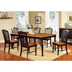 7pc Jameson Country Style Extendable Dining Table Set Black/Oak - HOMES: Inside + Out