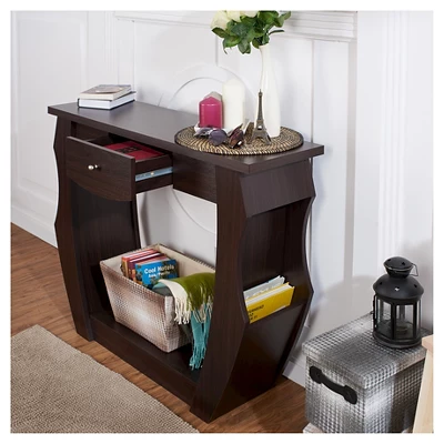 Coralli Modern Cut Out Sofa Table Walnut - HOMES: Inside + Out 4 Coralli Modern Cut Out Sofa Table Walnut - HOMES: Inside + Out - Image 4