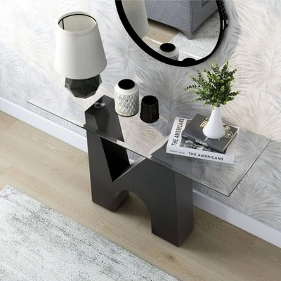 Riverpoint Modern Rectangle Console Table Clear/Black - HOMES: Inside + Out 3 Riverpoint Modern Rectangle Console Table Clear/Black - HOMES: Inside + Out - Image 3