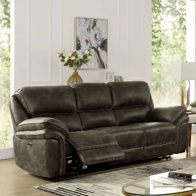 Nisbet Power Reclining Leather Sofa With USB Charger Mocha - HOMES: Inside + Out 1 Nisbet Power Reclining Leather Sofa With USB Charger Mocha - HOMES: Inside + Out